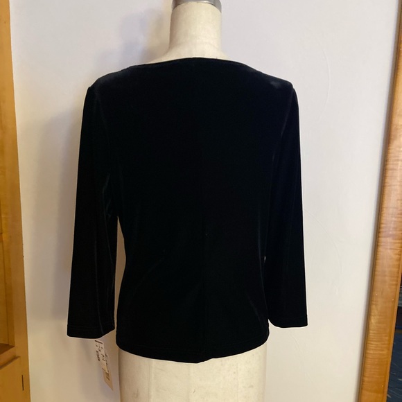 Ronni Nicole Black Velvet Long Sleeve Top Boat Neck Sabrina - Picture 6 of 6